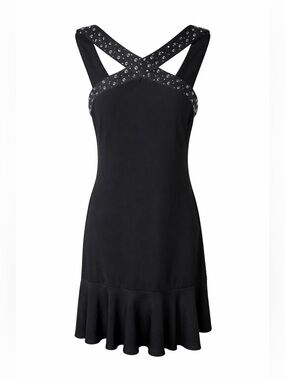 Muse Black Studded Strap Dress Y2K Grunge Alt Goth Mini Festival-Size 8
